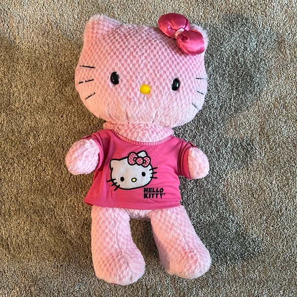 Hello Kitty Other - Hello Kitty Stuffy - Pink Waffle Fur Pattern - Rare - Build A Bear